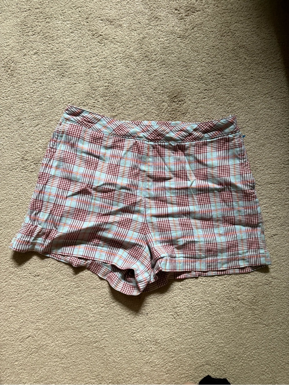 Anthropologie Maeve Light Blue and Raspberry Plaid Shorts size 10 - Picture 3 of 8